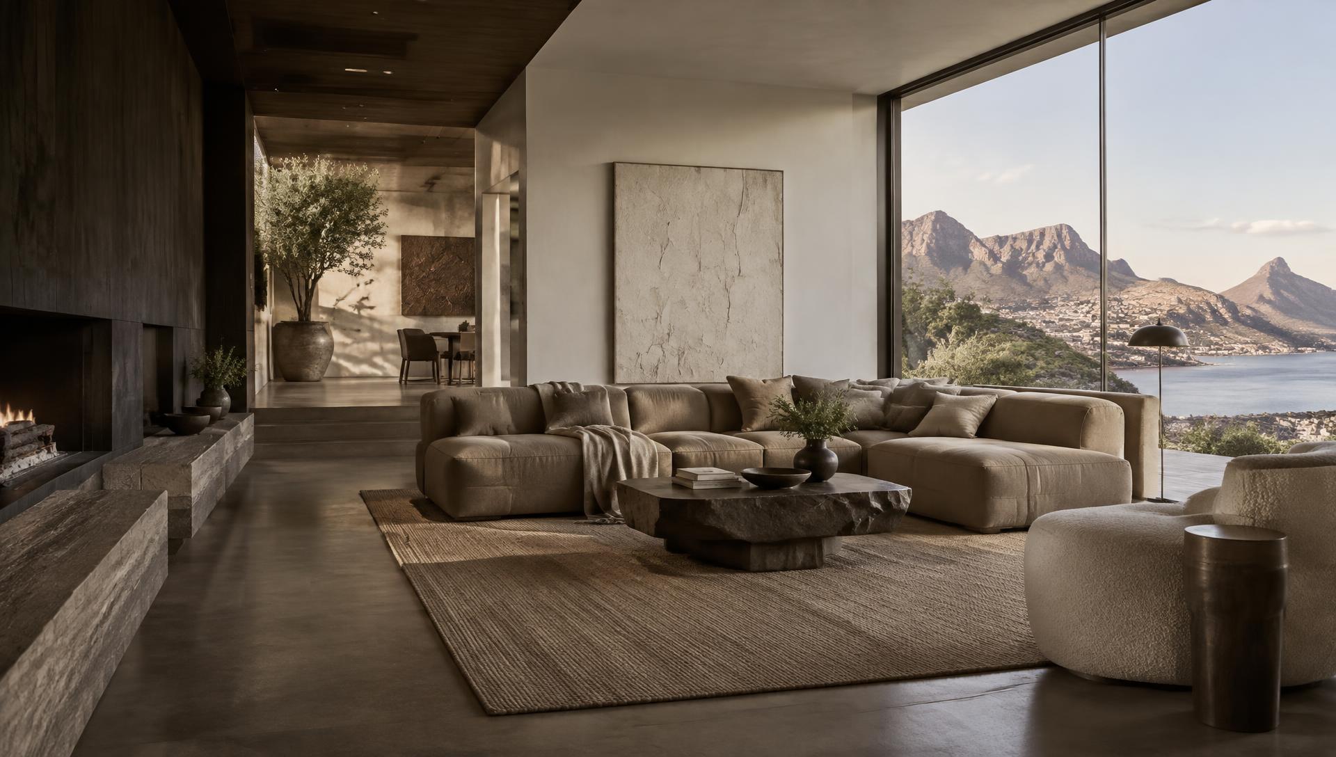 Concept image of a sculptural sofa in a contemporary interior